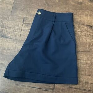 SHEIN high-waist navy blue dress shorts